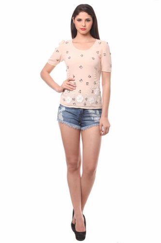 Casual Party Short Sleeve Embroidered Women Top