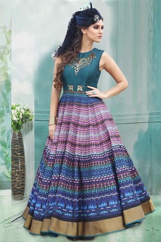 Multi Color Semi Stitched Gown