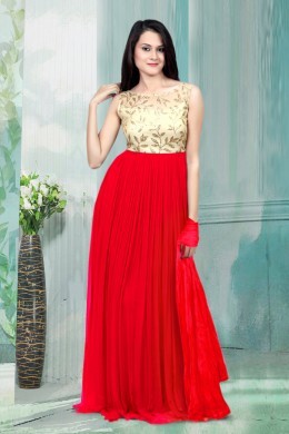Pink Georgette Semi Stitched Gown