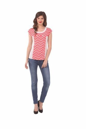 Striped Top - Polyester Material, Lightweight Charm in Pink, Trendy Design for Stylish Outfits