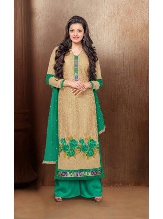 Beige Palazzo Salwar Kameez