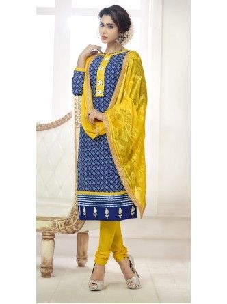 Blue Chanderi Suit Salwar