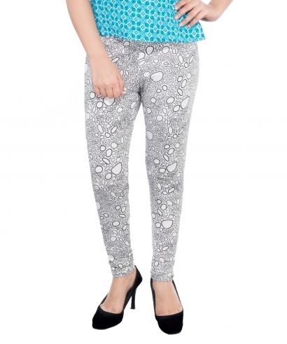 Feminine Black And White Bubble Printed Hosiery Leggings