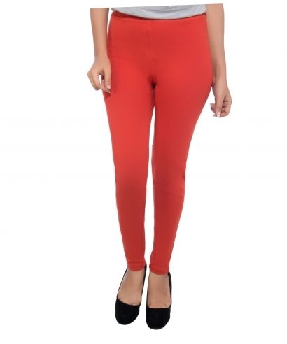 Feminine Plain Red Full Length Legging