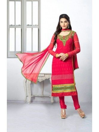 Red Straight salwar Suit