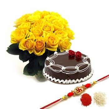 Yellow Roses with Cake