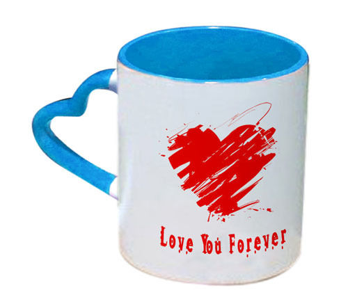 Blue Heart Handle Mug
