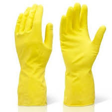 Orange And Yellow Safe Hand Household Flock Lined Gloves