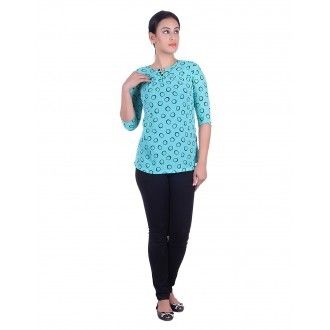 Sea Green Printed Georgette Shirt