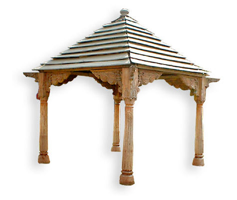 Wooden Carved Four Pillars Gazebo