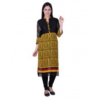 Yellow Black Georgette Kurti