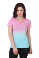 Cool Ombre Cotton T Shirt Pink And Blue