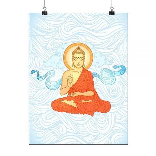 Beautiful Blessing Buddha In Blue A3 Sized Poster