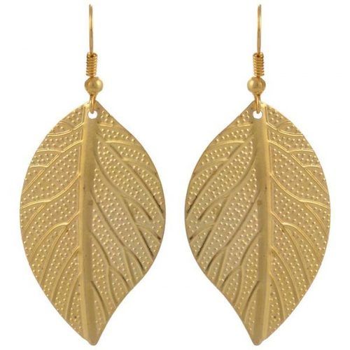 Gold Plated Dangle and Drop Leaf Design Earrings