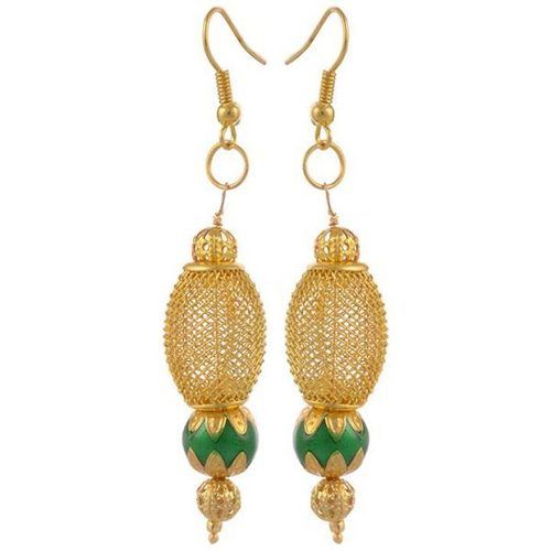 Gold Plated Meekari Ball Dangle and Drop Fashion Earrings