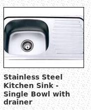 Stainless Steel Kitchen Sink - Single Bowl With Drainer