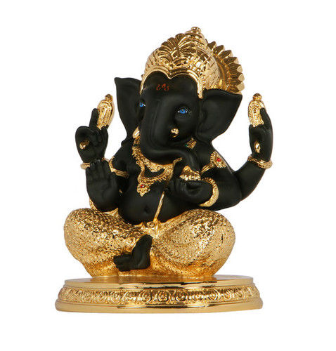 Ganesha Gold Plated Marble Idol