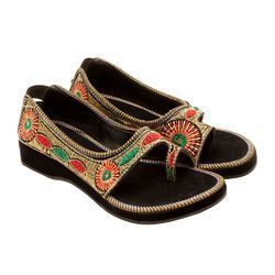 Brown Rajasthani Handmade Embroidery Slipper