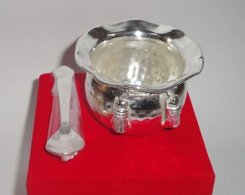 Silver Matki With Spoon