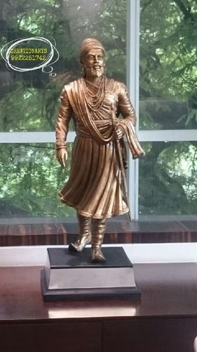 3 Feet FRP Gold Polished Shivaji Maharaj Statue