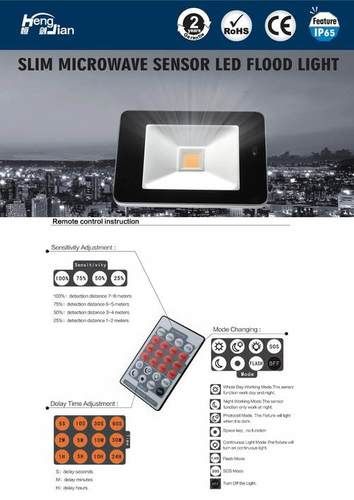 Slim LED Flood Light With Microwave Sensor-Multimodes For Options IP65