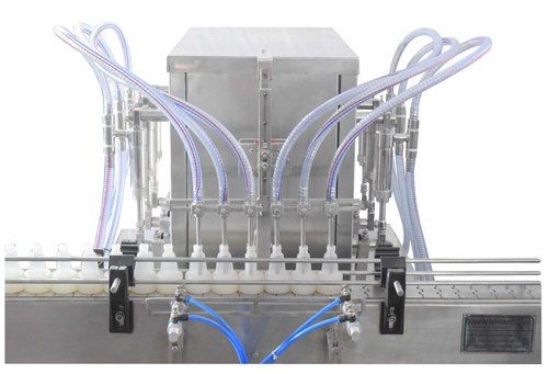 Automatic Liquid Filling Machine - Stainless Steel, 2 ml - 1000 ml Size, Up To 120 Bottles/Min | Fully Automatic Operation, Drip Proof Nozzles, PTFE Seals, Siemens/ABB Variable Speed Drive, No Bottle No Fill System