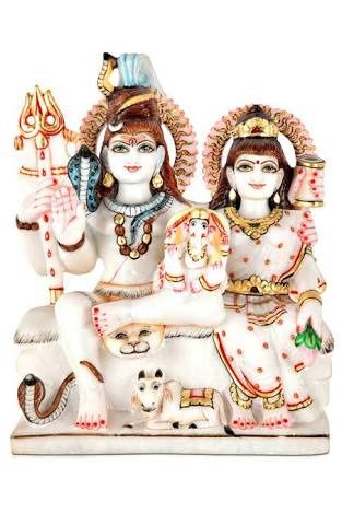 Exquisite Craftsmanship Shiv Parivar Marble Idol