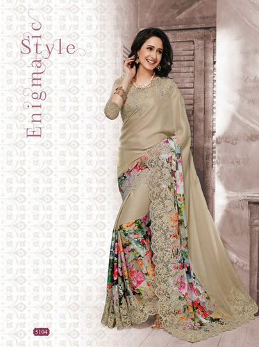 Net With Designer Embroidery Saree