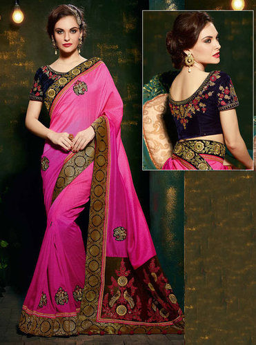 Magenta Art Silk Wedding Saree