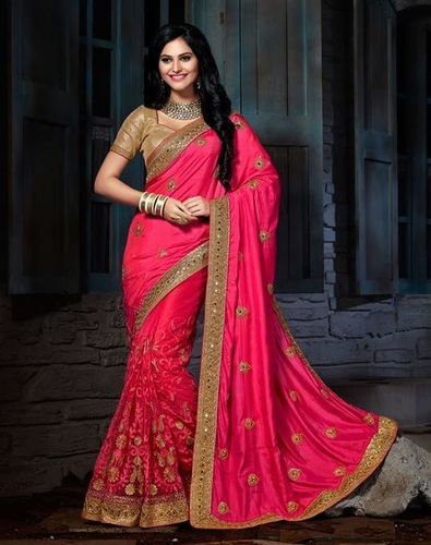 Magenta Crepe Silk Wedding Saree