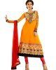 Anarkali Style Yellow With Butta Work Incredible Unstitched Salwar Kameez