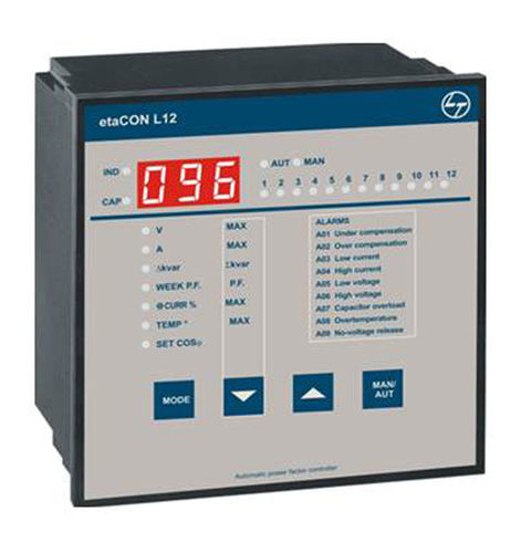 APFC Relays - Intelligent Power Factor Controller with Auto Set-up, Compact 96x96 mm Size , 3-12 Step Options, Online PF Measurement, Capacitor Over-Current Protection