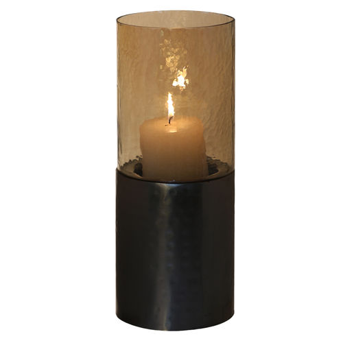 Half Metal and Glass Pillar Candle Stand