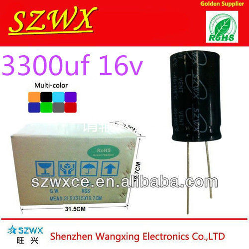 High Capacitance Aluminum Electrolytic Capacitor 3300uf 16v