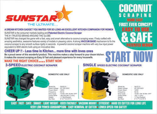 3 Speed Sunstar Electric Coconut Scraper