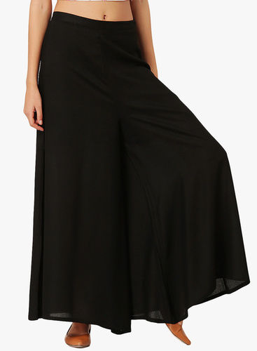 Solid Black Colour Ladies Palazzo