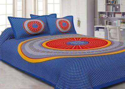 Jaipuri Single Bedsheets - 100% Cotton, Full/King/Queen Size, 60x60 Thread Count | Beautifully Designed with Attractive Patterns and Colors