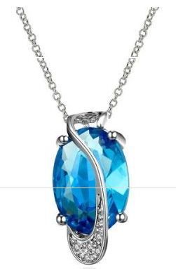 Aqua Swarovski Crystal Pendant Necklaces For Women