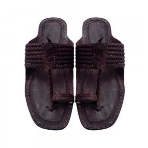 Six Braided Dark Brown Handmade Leather Sandal For Men