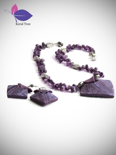 Marble Lusty Purple Necklace Set