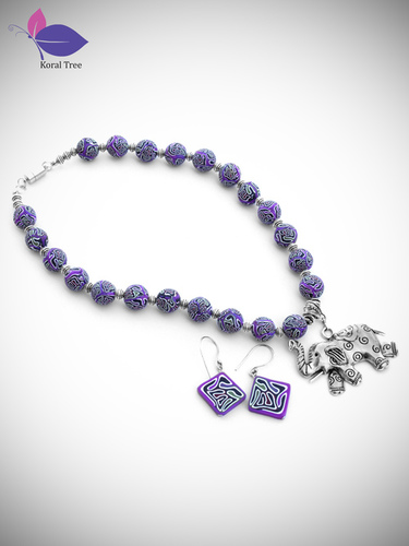 Purple galaxy necklace set