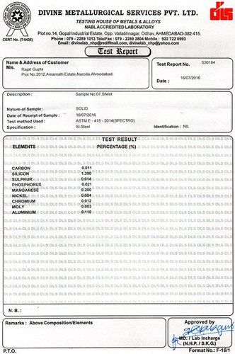 Chemical Composition Report For Grey Iron Casting Manufacturers