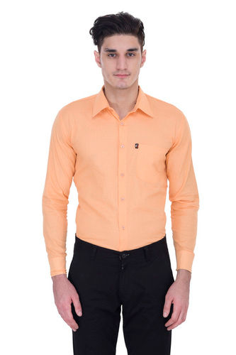London Looks Light Orange Men Formal Shirts