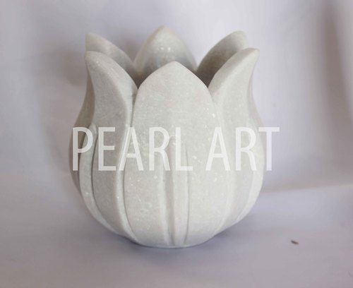 White Marble Lotus Candle Bowl