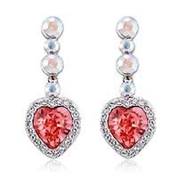 Heart CZ Golden red color earrings made with Swarovski