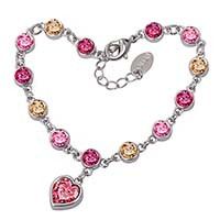 Cotton Multi Color Heart Design Bracelet Made With Swarovski Elements