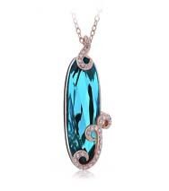 Blue Coloured Glaze Rhodium Jewelery Necklace