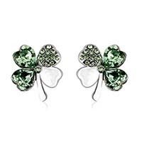 Green Flower Shape Ear Studs Made With Swarovski Elements