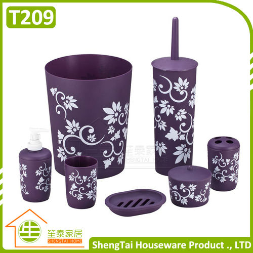 6 Pcs Plastic Flower Pattern Bathroom Set Modern Grade: Premium