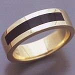 Gold And Black Jade Inlaid Ring